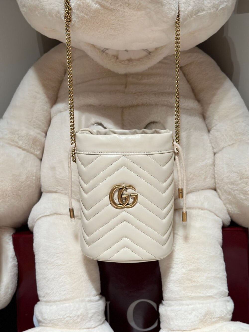 Gucci Cream Crossbody Bag with Gold Accents